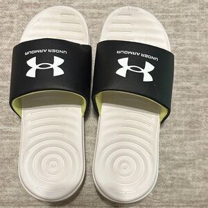 Under Armour Black and White Slide Sandals